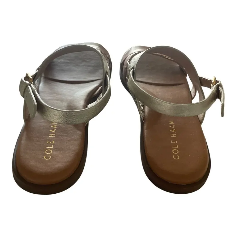 Cole Haan Fawn Sandal Leather Pecan/Soft Gold Size 8 Strappy Slingback